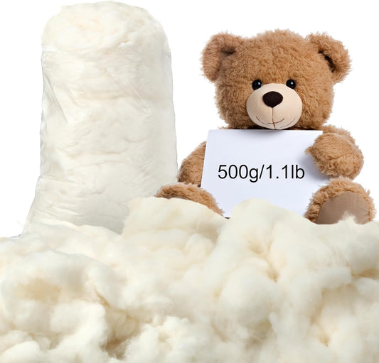 Wesnoy Cotton Stuffing - 500g Natural Fiber Filling for Stuffed Animals & Cloud Decor