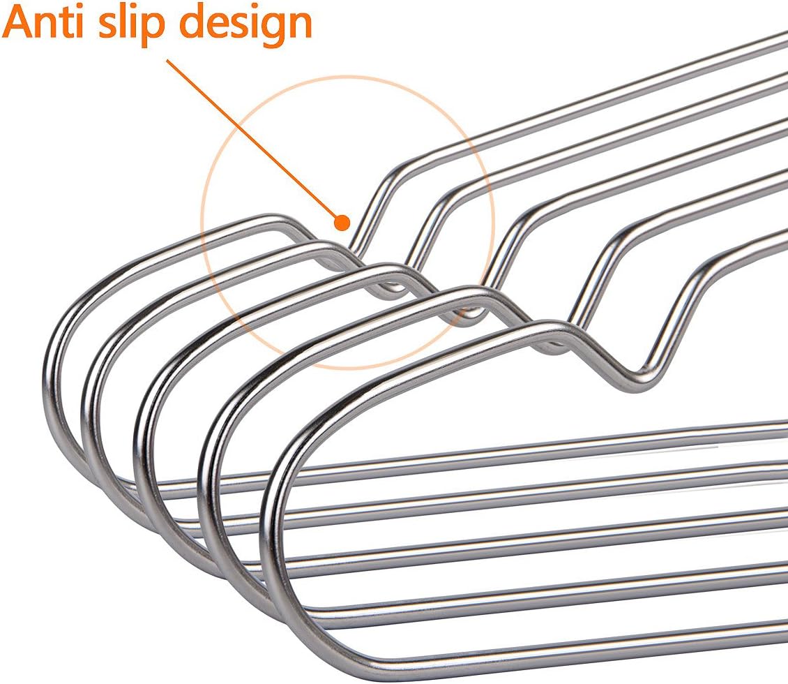 OIKA Heavy Duty Stainless Steel Hangers - Space-Saving Non-Slip Design for Coats, Dresses & More | 30 Pack
