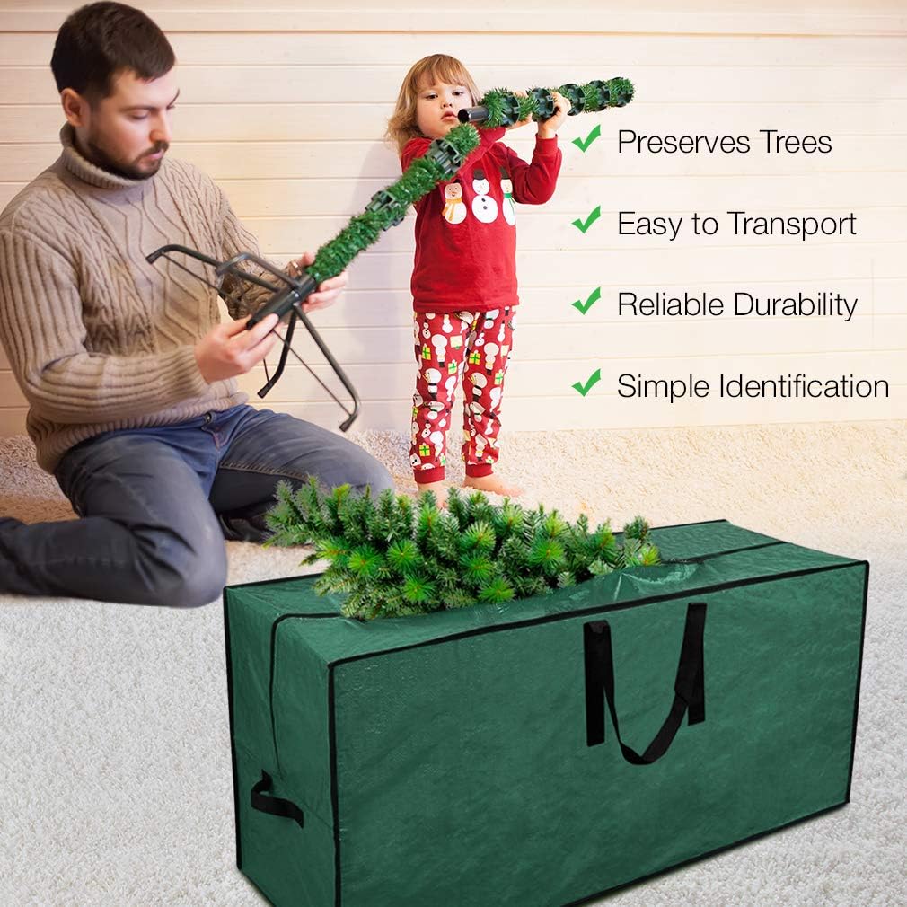 Primode Christmas Tree Storage Bag - Fits Up to 7.5 Ft Disassembled Trees | Protective Zippered Case (Red)
