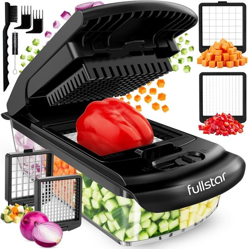 Fullstar Pro Chopper - Versatile Vegetable & Fruit Dicer with Container | 2-in-1 Kitchen Essential (Black)