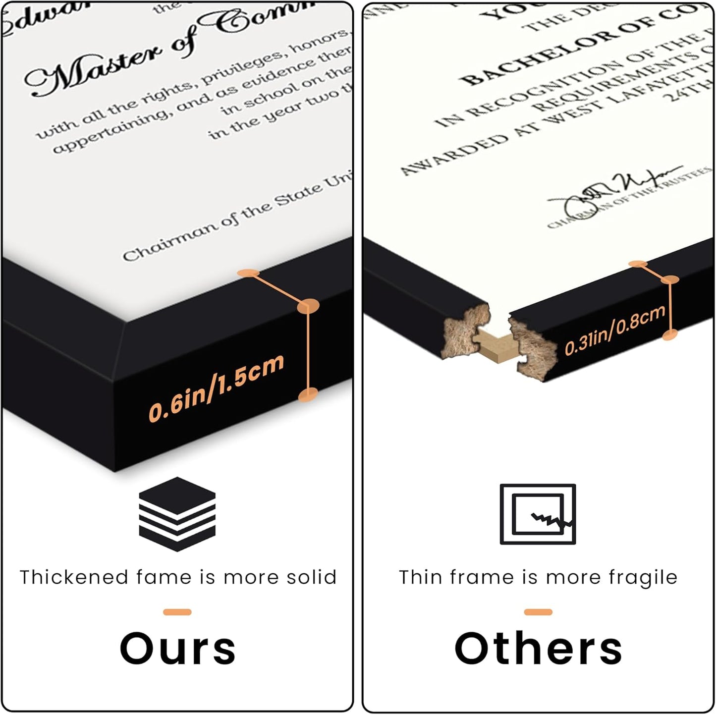 Upsimples Certificate Frame - Clear Plexiglass Diploma Frame for Wall/Tabletop | 8.5x11 Black, 1 Pack