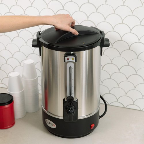 ALPHA LIVING 100 Cups Electric Coffee Urn – Stainless Steel Large Capacity Electric Kettle Percolator Coffee Pot – Ideal Hot Beverage Dispenser for Catering, Hotels, Restaurants –Leak-Proof Tap