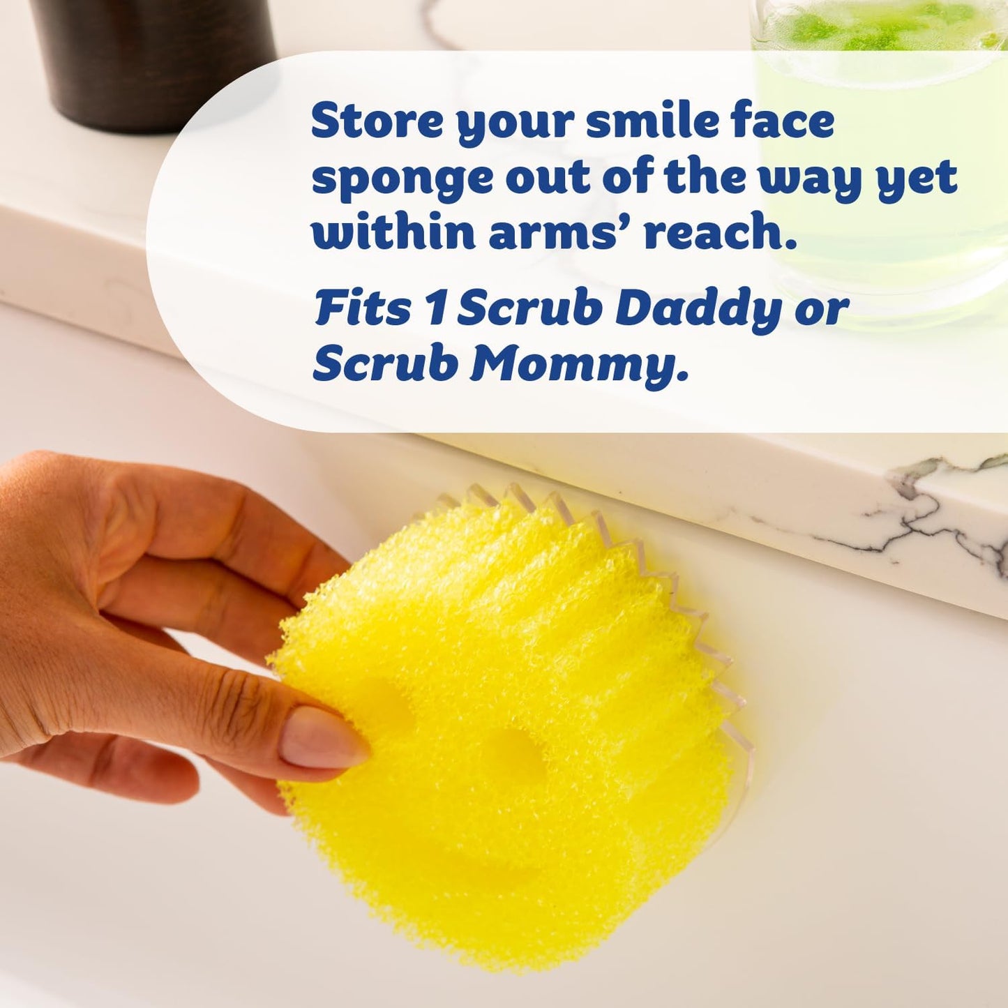 Scrub Daddy Sponge Holder Caddy - Self-Draining Kitchen Organizer with Suction Cups - Dishwasher Safe