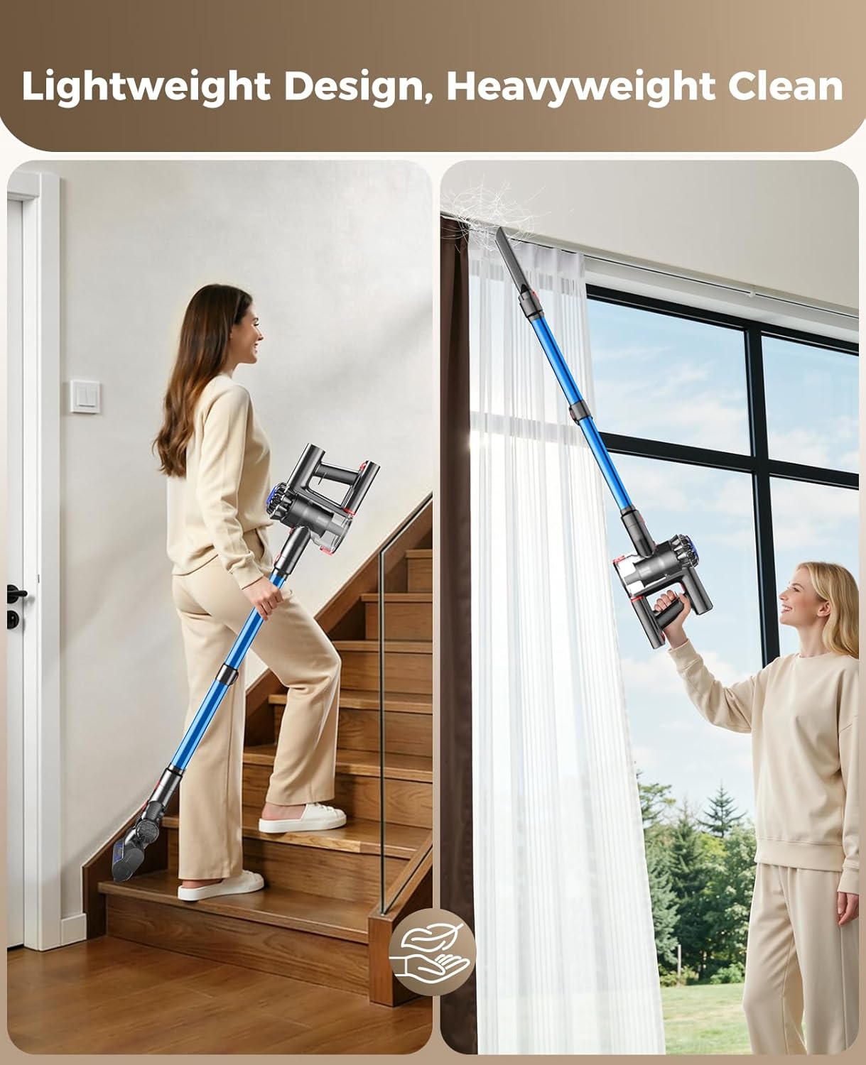 Skiennix Cordless Vacuum Cleaner - 450W 40KPA Lightweight Stick Vacuum with 45 Minutes Runtime for Carpets & Hardwood Floors