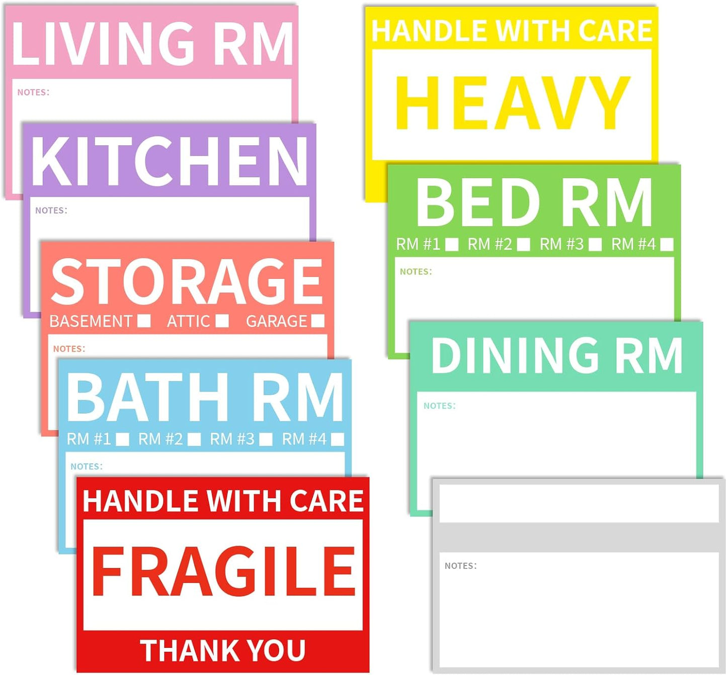 Ououstate 300 Count Removable Home Moving Box Packing Labels - Waterproof Color-Coded Stickers for Easy Organization