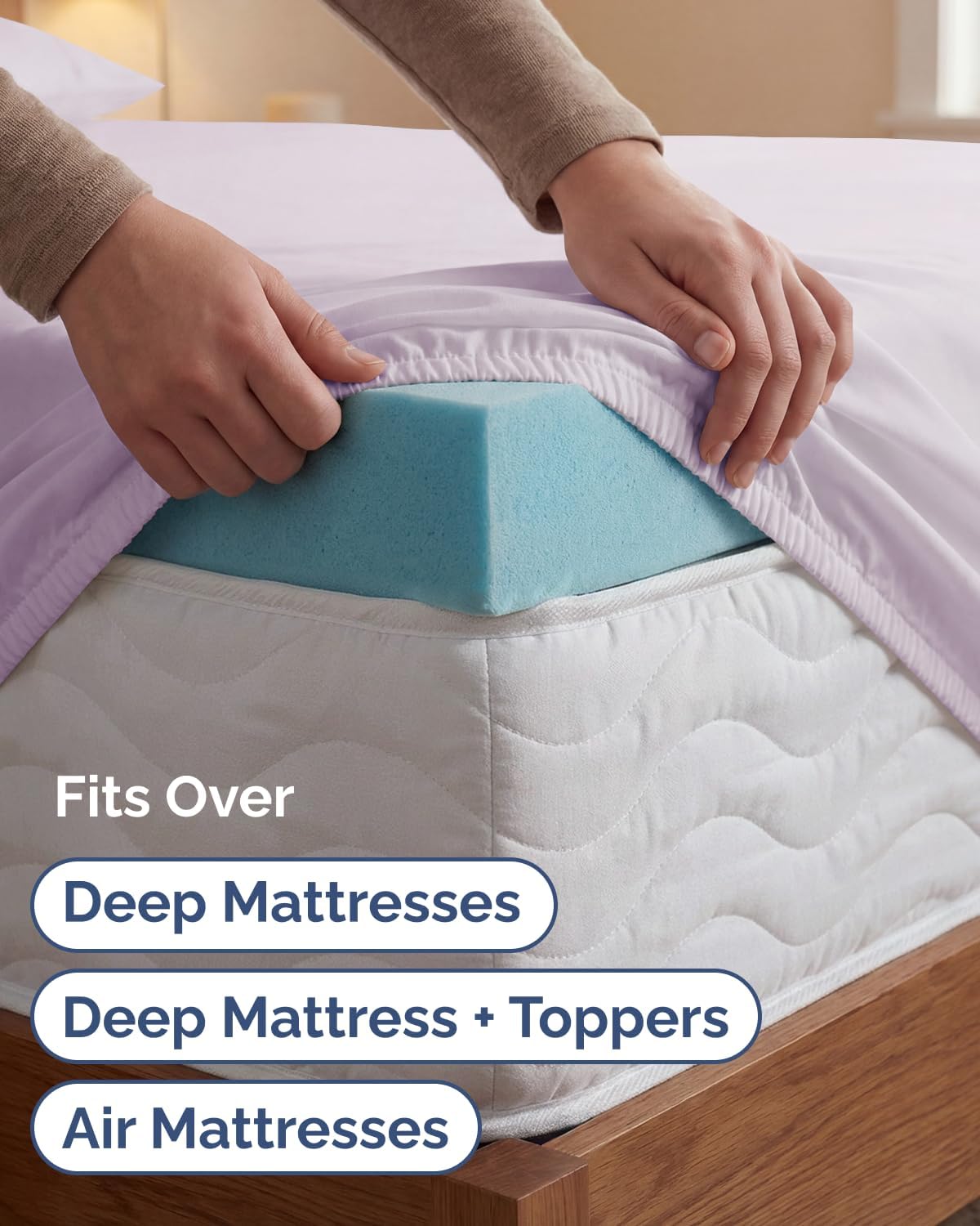 Skiennix Extra Deep Twin XL Sheet Set | 4-Piece Breathable Cooling Bedding - Soft Light Lavender, Wrinkle-Free