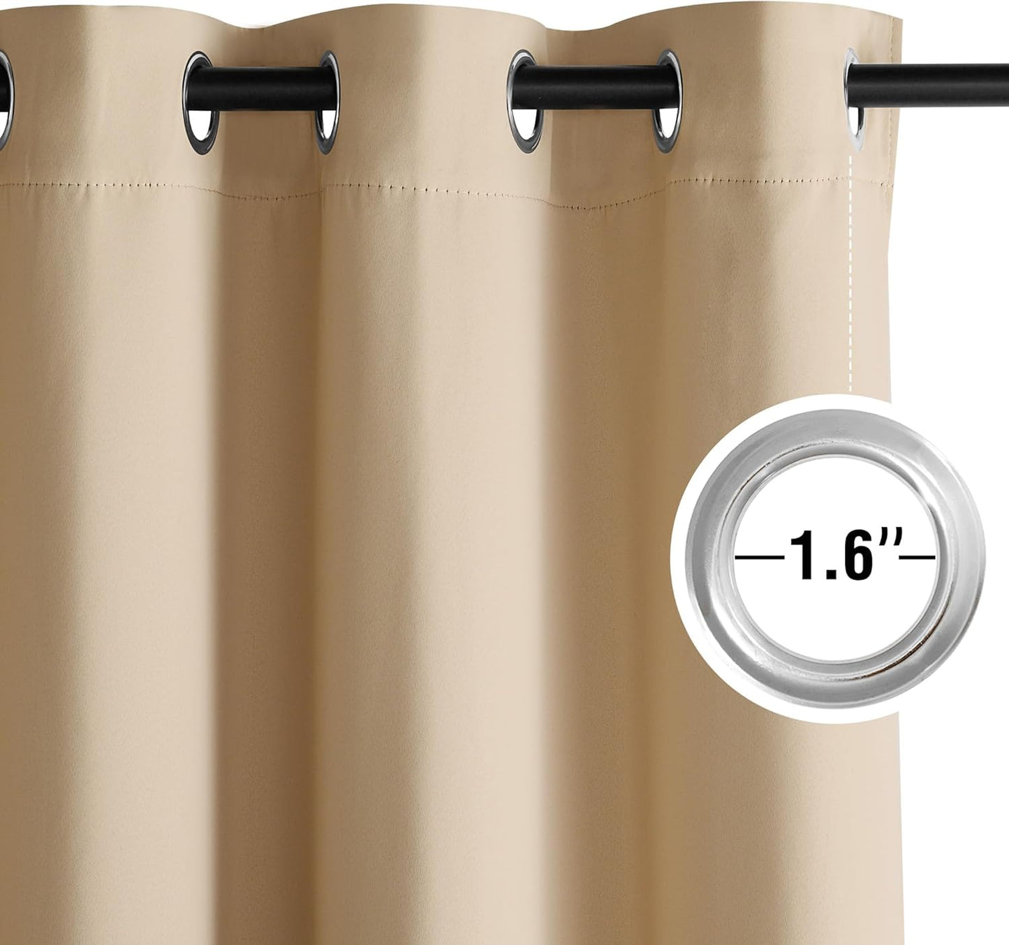 NICETOWN Room Darkening Curtains - 2 Panels in Biscotti Beige | W52 x L84 for Ultimate Light Control