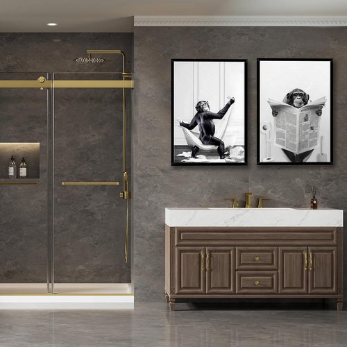 Funny Monkey Wall Art by [Brand Name] - Black and White Canvas Print | 12" x 16" Ready to Hang Decor