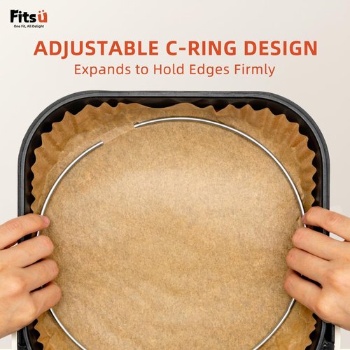 Air Fryer Liners - 8 Inch Square Disposable Parchment Paper | 200 Pcs Non-Stick with Safety Ring