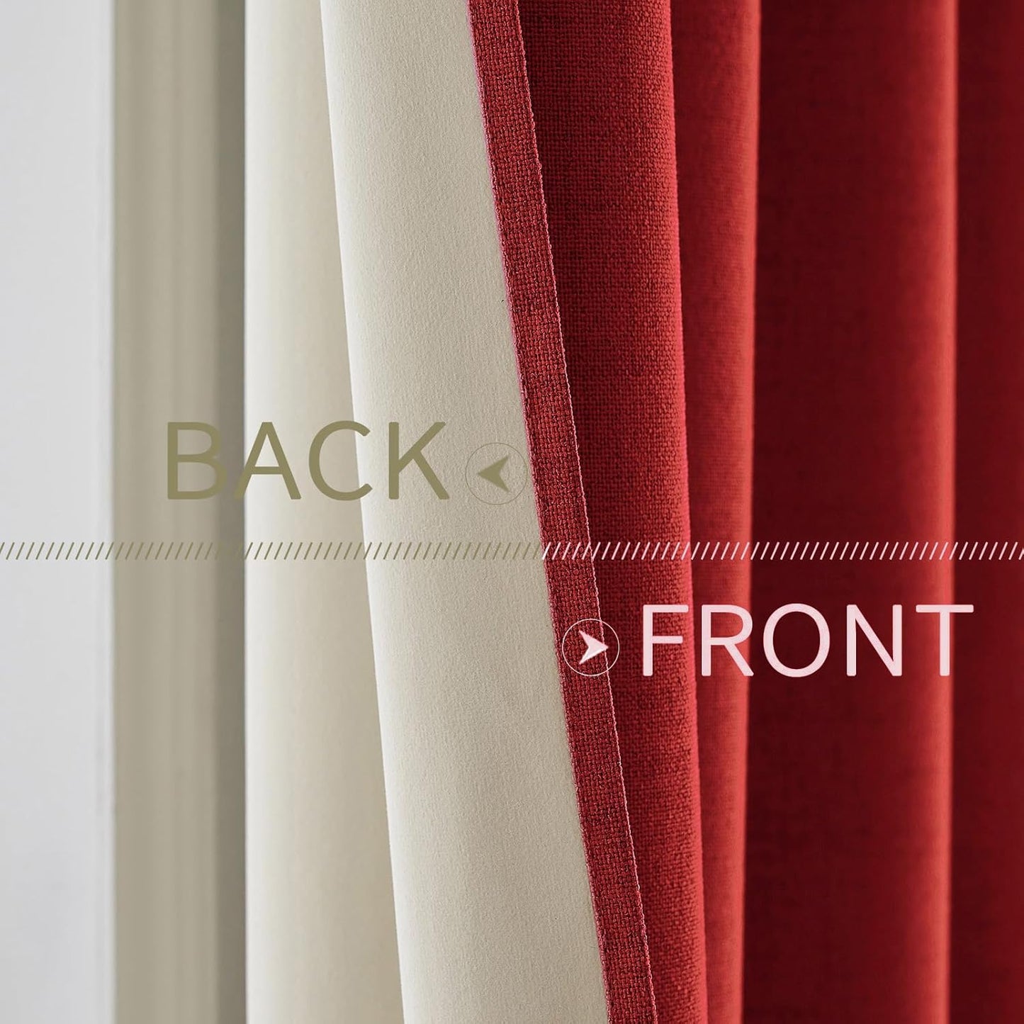 MIULEE 100% Blackout Linen Curtains - Thermal Insulated Red Grommet Drapes | 52 x 96 Inch (2 Panels)