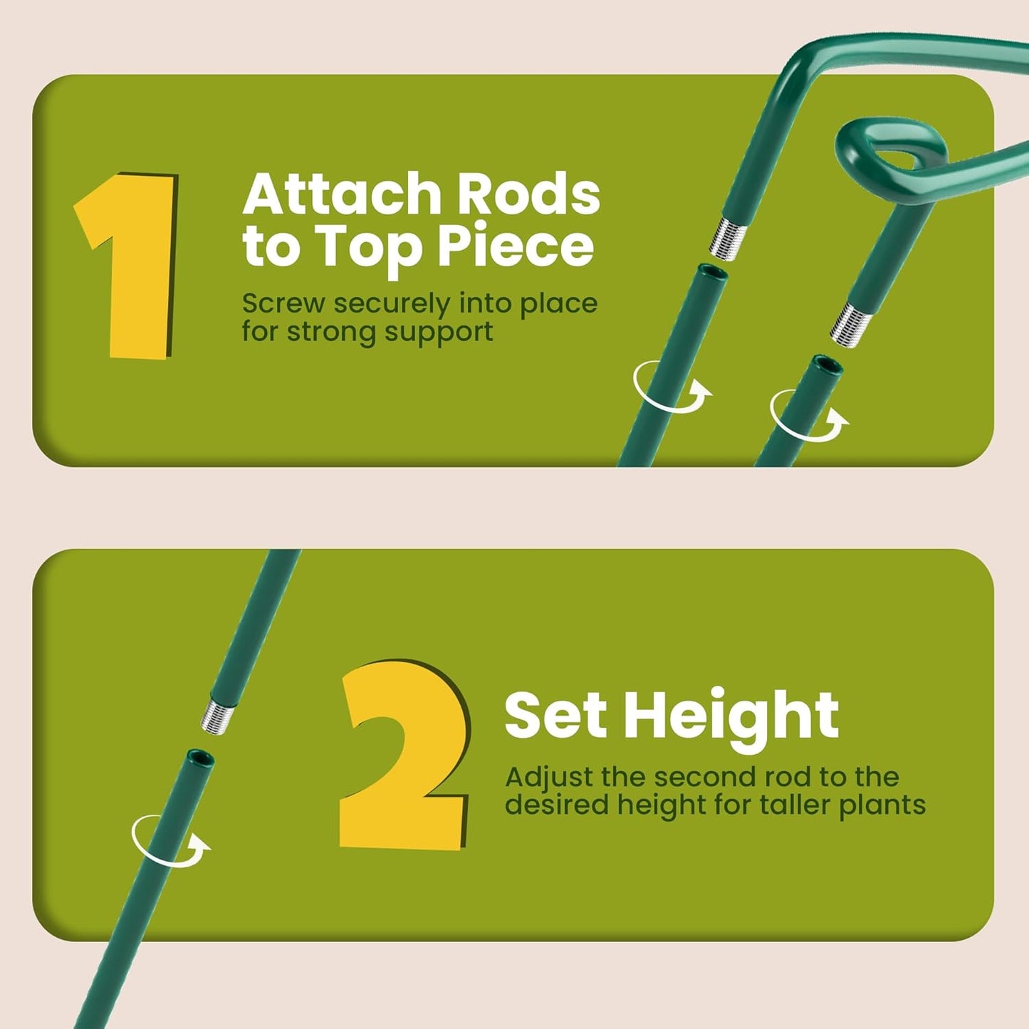 Plant Support Stakes | 12 Pack Tall Garden Stakes for Indoor & Outdoor Use - Ideal for Peonies, Hydrangeas & Roses (10" W x 16" - 24" H)