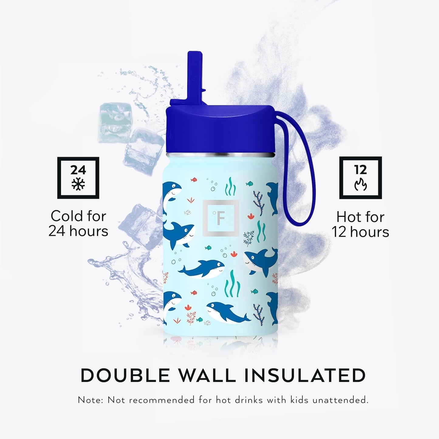 IRON °FLASK Kids Water Bottle - Straw Lid, 20 Name Stickers, Vacuum Insulated Stainless Steel, Double Walled Tumbler Travel Cup, Mug - Space Heroes, 18 Oz