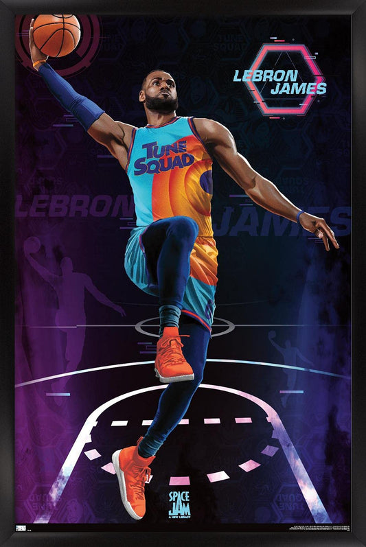 Space Jam: A New Legacy - LeBron James Wall Poster, 34L" x 22.4W", Black Framed Version