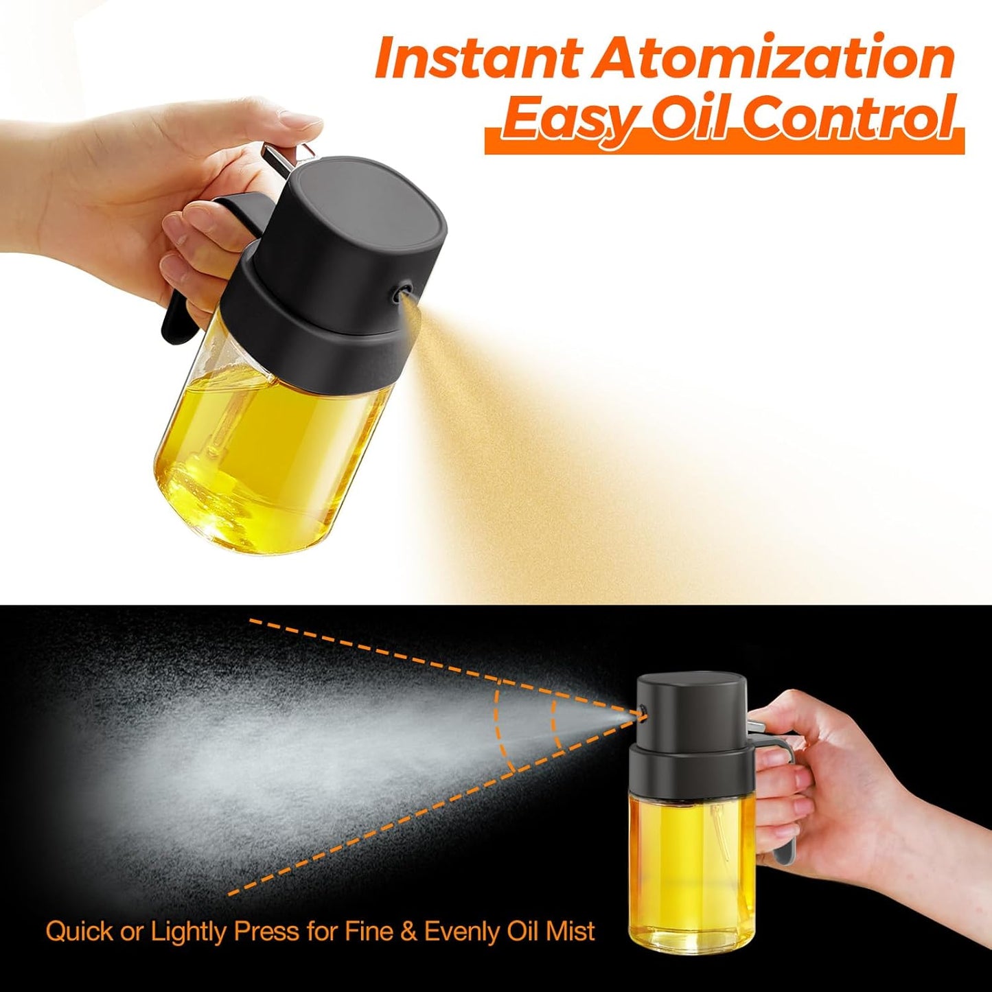YARRAMATE Mini Oil Sprayer - 6.8 OZ Food-Grade Olive Oil Spray Bottle for Cooking & BBQ (Black)