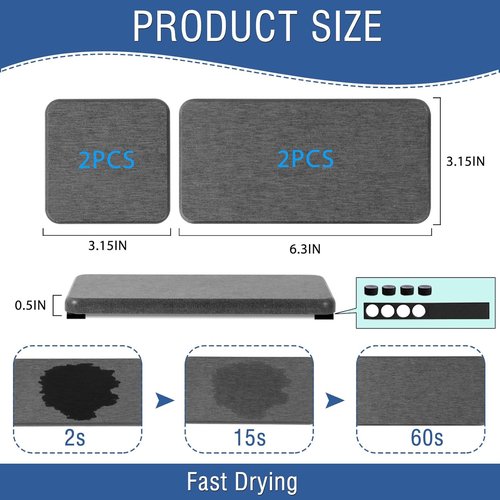Diatomite Coasters by Regine Switzerland - Quick-Drying Water Absorbing Stone Tray Set (4PCS) for Bathroom & Kitchen