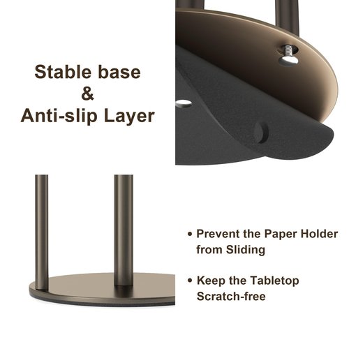 Bronze Kitchen Paper Holder, Oil Rubbed Bronze Paper Towel Holder, Kitchen Roll Organizer, Countertop Roll Dispenser with Weighted Base