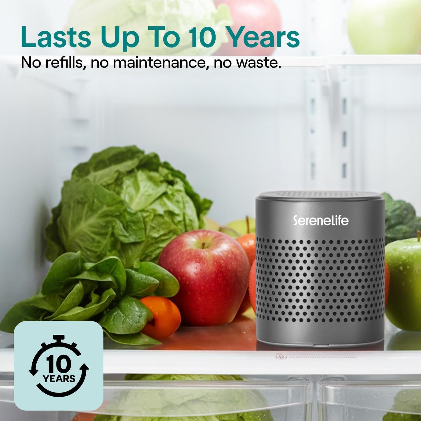 SereneLife Fridge Deodorizer - Multi-Use Odor Eliminator Pod for Refrigerators, Freezers & More | Compact & Reusable (Gray)