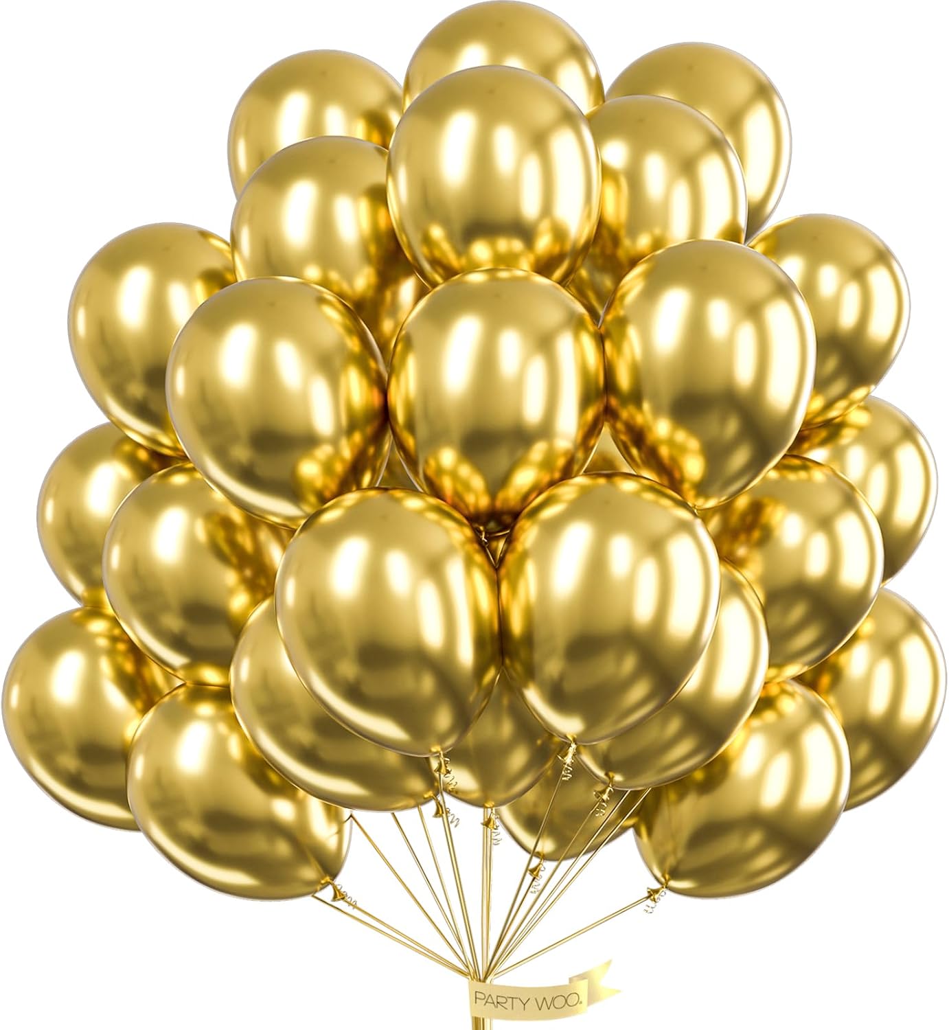 PartyWoo Metallic Gold & White Balloons - 100 Pcs for Stunning Celebrations