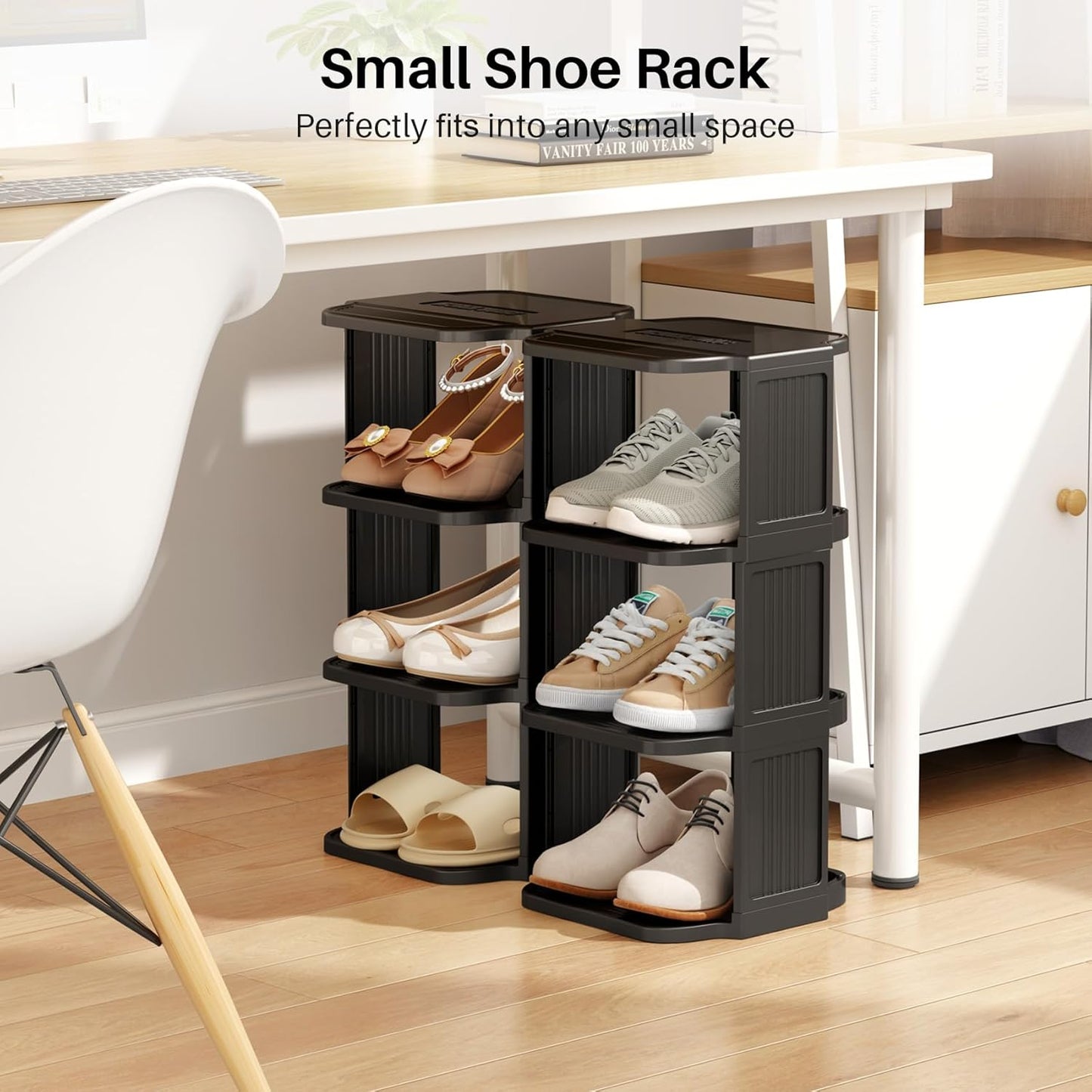 Kitstorack 10-Tier Stackable Shoe Rack - Free Standing Vertical Organizer for Small Spaces