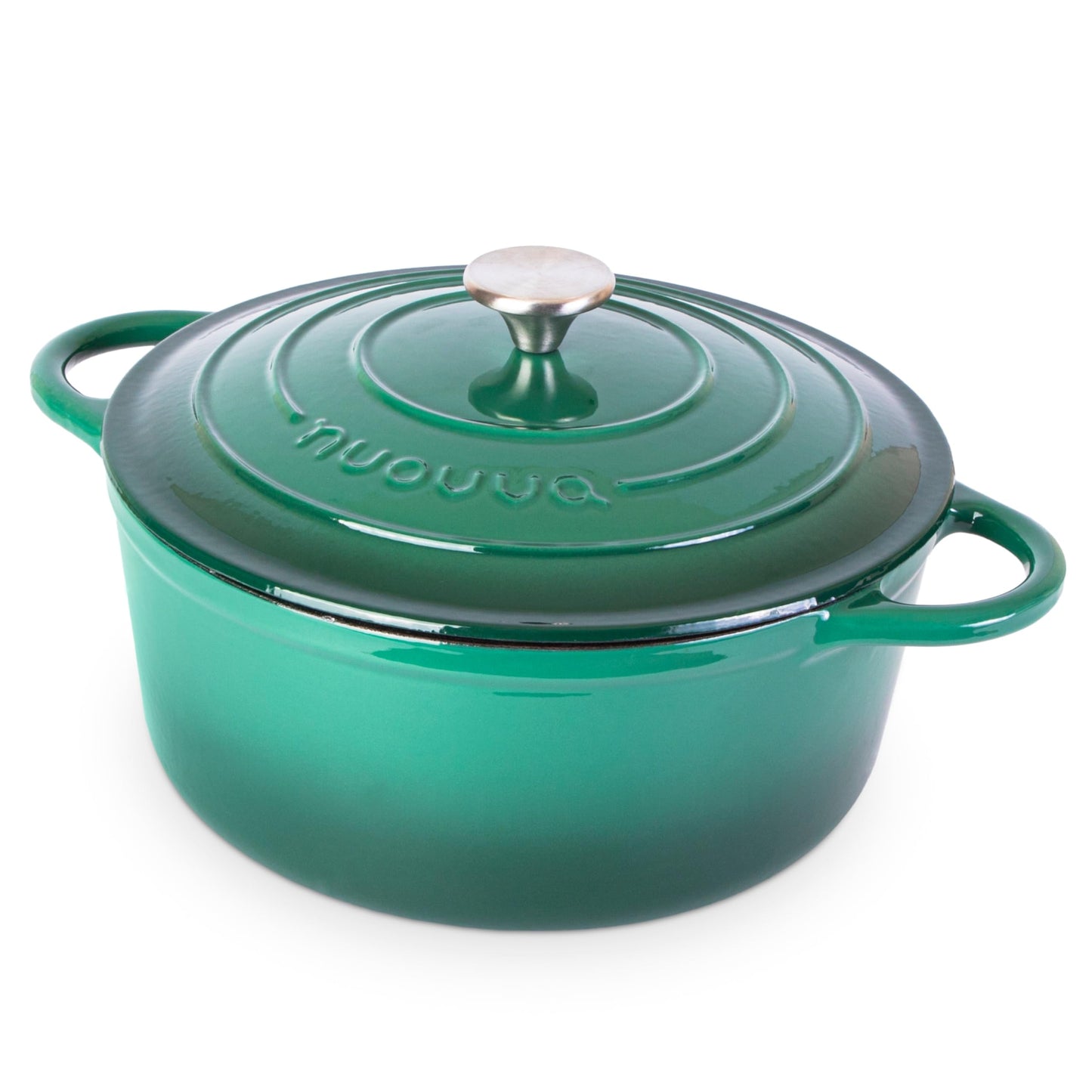 Nuovva Enamelled Cast Iron Dutch Oven Pot with Lid – 6.4 Quart Non Stick Casserole Pot – Heavy Duty & Oven Safe up to 500° F for Bread Baking, Braising, Stews, Roasting – 28cm Dark Green