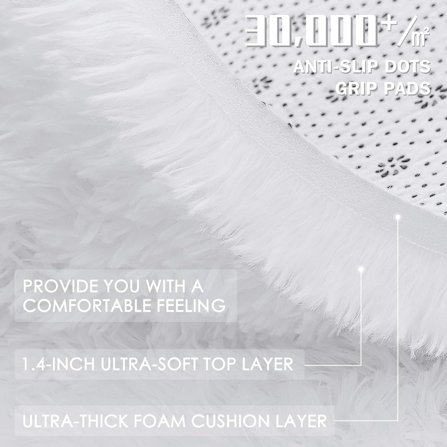 OLANLY Area Rug - Soft Fluffy Shaggy Design | Machine Washable 5x6 for Living Room & Bedroom Decor - White