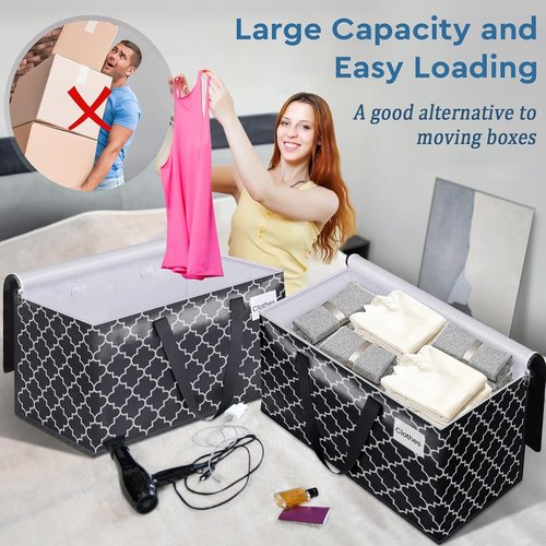 Extra Large Moving Bags by [Brand Name] - Heavy-Duty Storage Totes with Zipper Top & Sturdy Handles | 100L, Black & Gray, 2-Pack