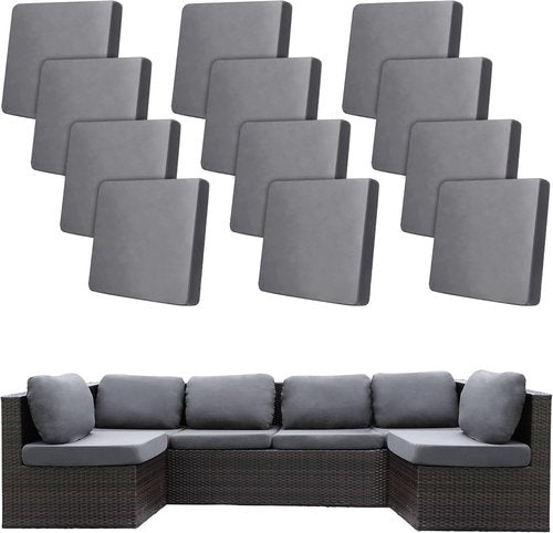 BIETYONE 12-Piece Stretch Patio Cushion Covers - Washable Outdoor Couch Slipcovers | Grey