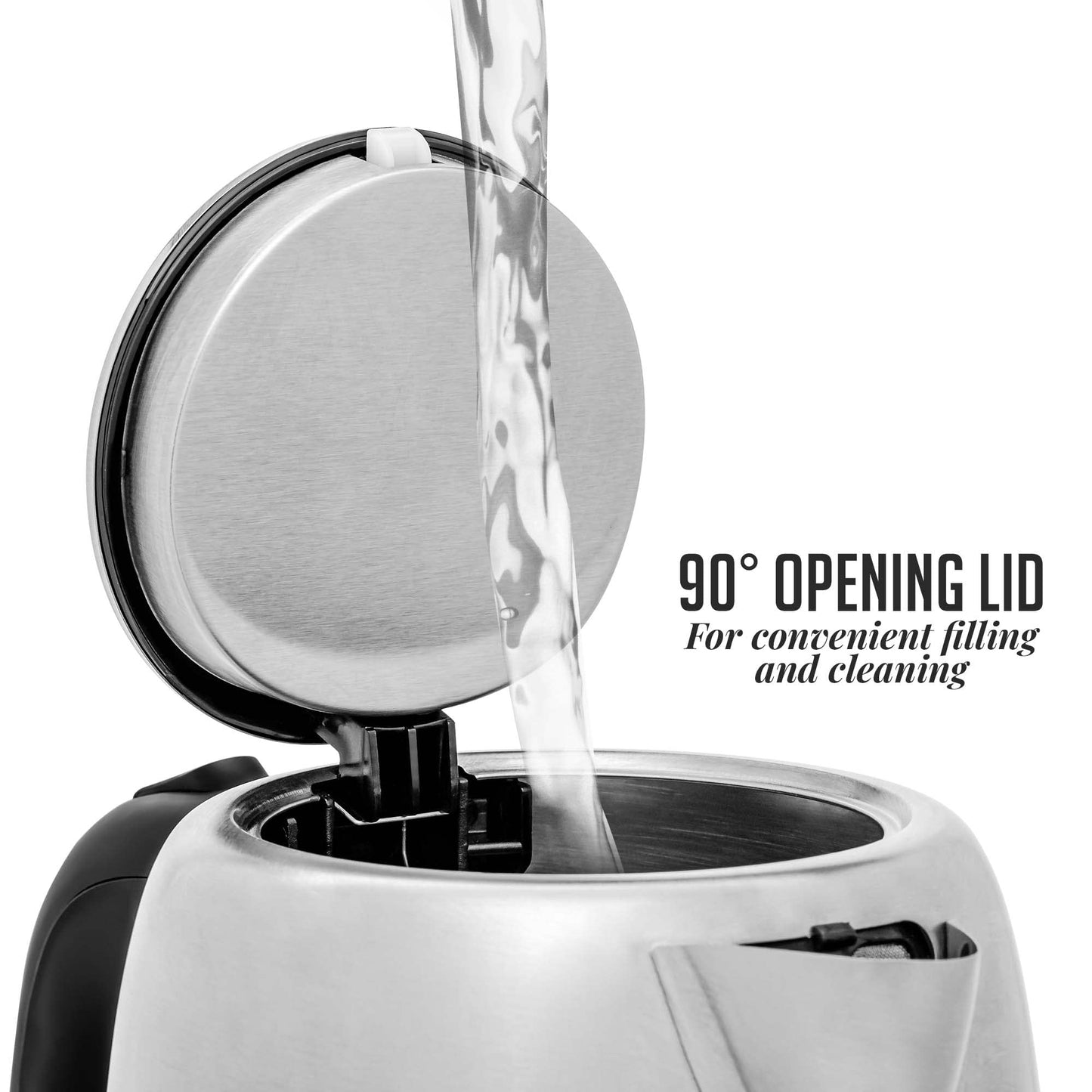 OVENTE Electric Tea Kettle Stainless Steel 1.2 Liter Portable Instant Water Boiler Heater 1100W Power Fast Boiling with Cordless Body and Automatic Shut Off for Coffee Milk Chocolate Silver KS22S