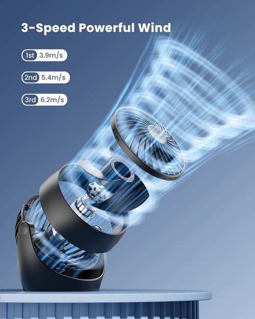 Gaiatop Desk Fan - 5-Inch Portable Electric Air Circulator | 3 Speed 360° Adjustable Tilt, Black