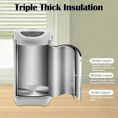 Ageanbri Electric Hot Water Urn Pot Dispenser 4L (135 Oz), Electric Hot Water Boiler and Warmer Anti-dry Burn Protection, Rotating Base, Instant Auto Boiler and Warmer, for Tea & Coffee (Grey)