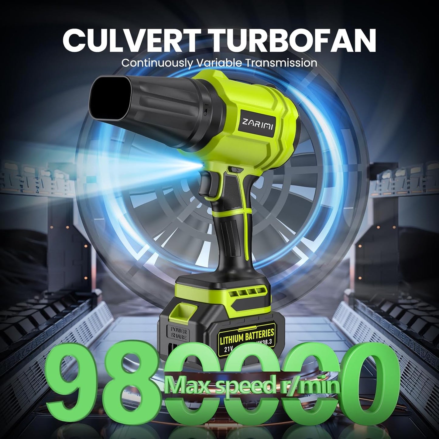 YUQUESEN Cordless Leaf Blower - 980,000 RPM Handheld Design with 2 x 4.0Ah Batteries & Charger | Lightweight for Patio Cleaning & Lawn Care - Light Green