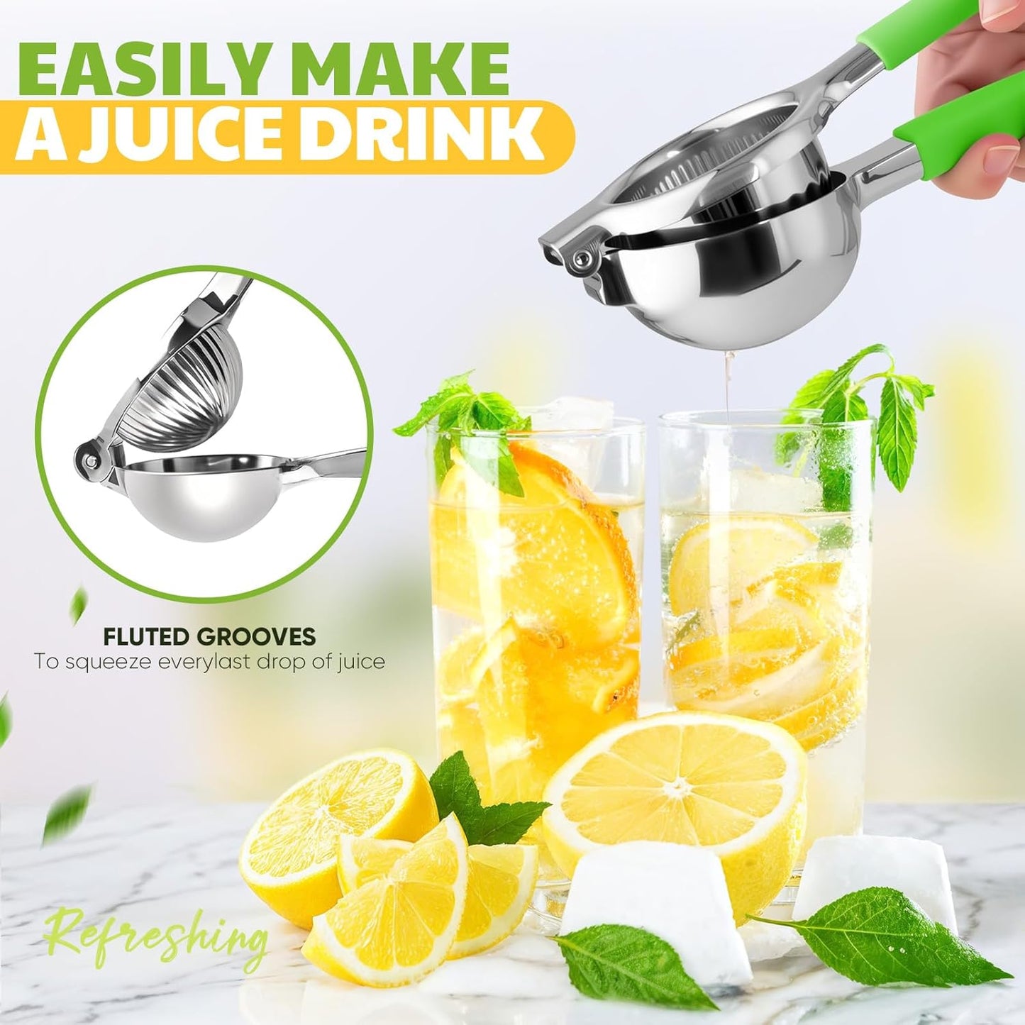 Skiennix Extra Large Lemon Squeezer - Heavy Duty Stainless Steel Citrus Juicer | Easy to Clean Hand Press