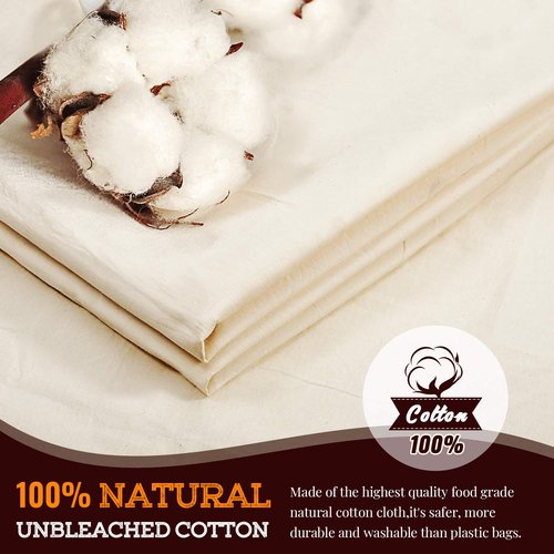 Brew Bag, 26" x 22", 2 Pack, 100% Unbleached Cotton Bag for Homebrewing, Fine Cheesecloth Bag for Fruit/Cider/Wine/Beer, Reusable Drawstring Straining