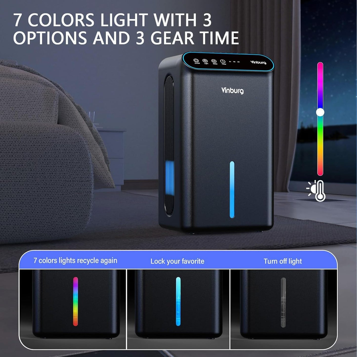 Skiennix Dehumidifier - Quiet 85 OZ Unit for Basements & Bedrooms | Auto Shut-Off & Sleep Mode, Dark Black