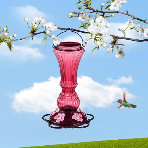 Bereserie Hummingbird Feeder - 2 Pack Outdoor Bee-Proof Design with 5 Flower Ports | 20 oz Capacity