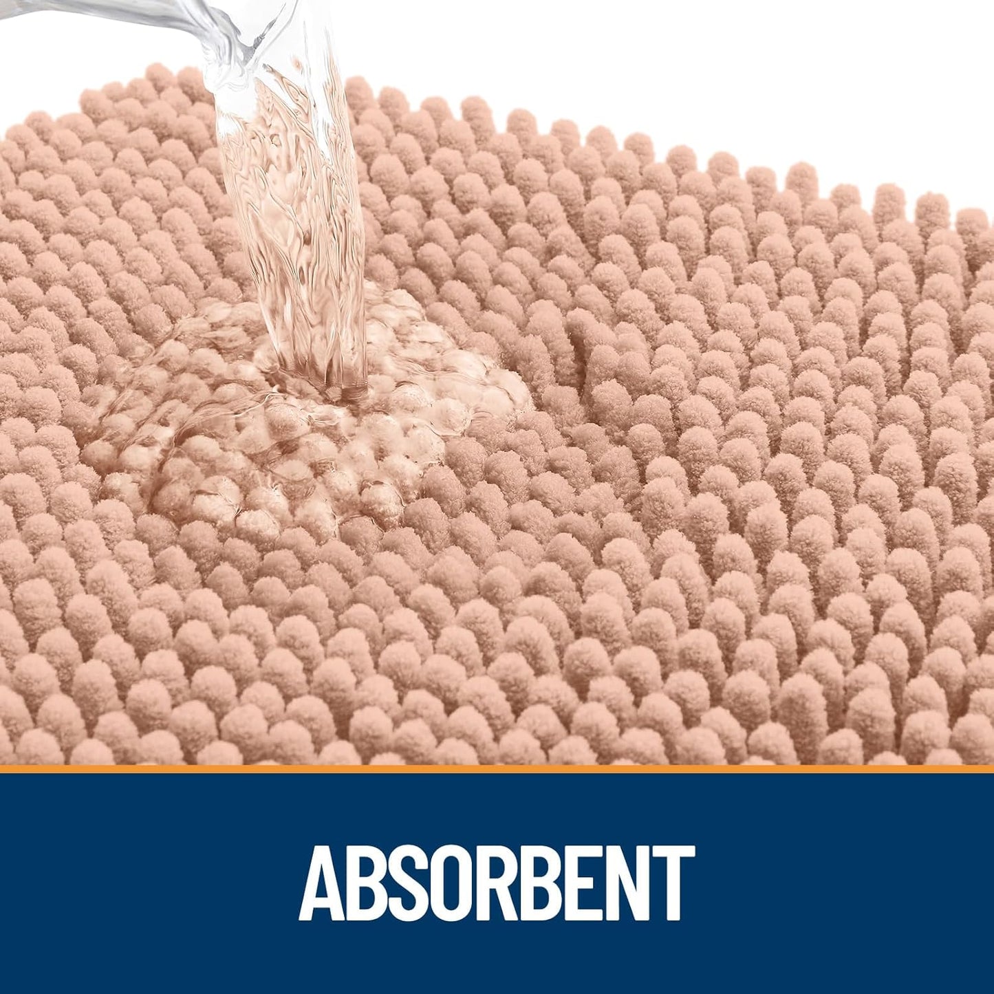 OLANLY Dog Door Mat - Absorbent Non-Slip Mud Mat for Indoor Use | Quick Dry Chenille, 70x32, Peach