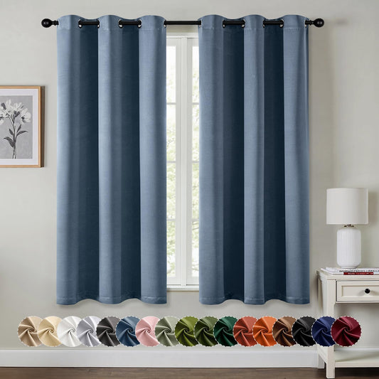 MIULEE Stone Blue Blackout Curtains - Thermal Insulated Room Darkening Drapes | 40 x 45 Inches, 2 Panels