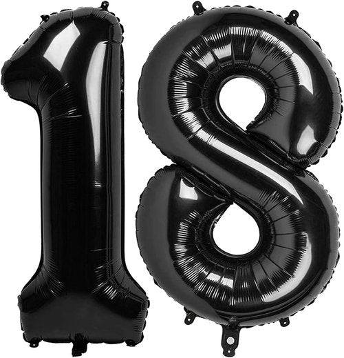 Black 40-Inch Number Balloon by [Brand Name] - 18th Birthday Party Decoration for Men & Women