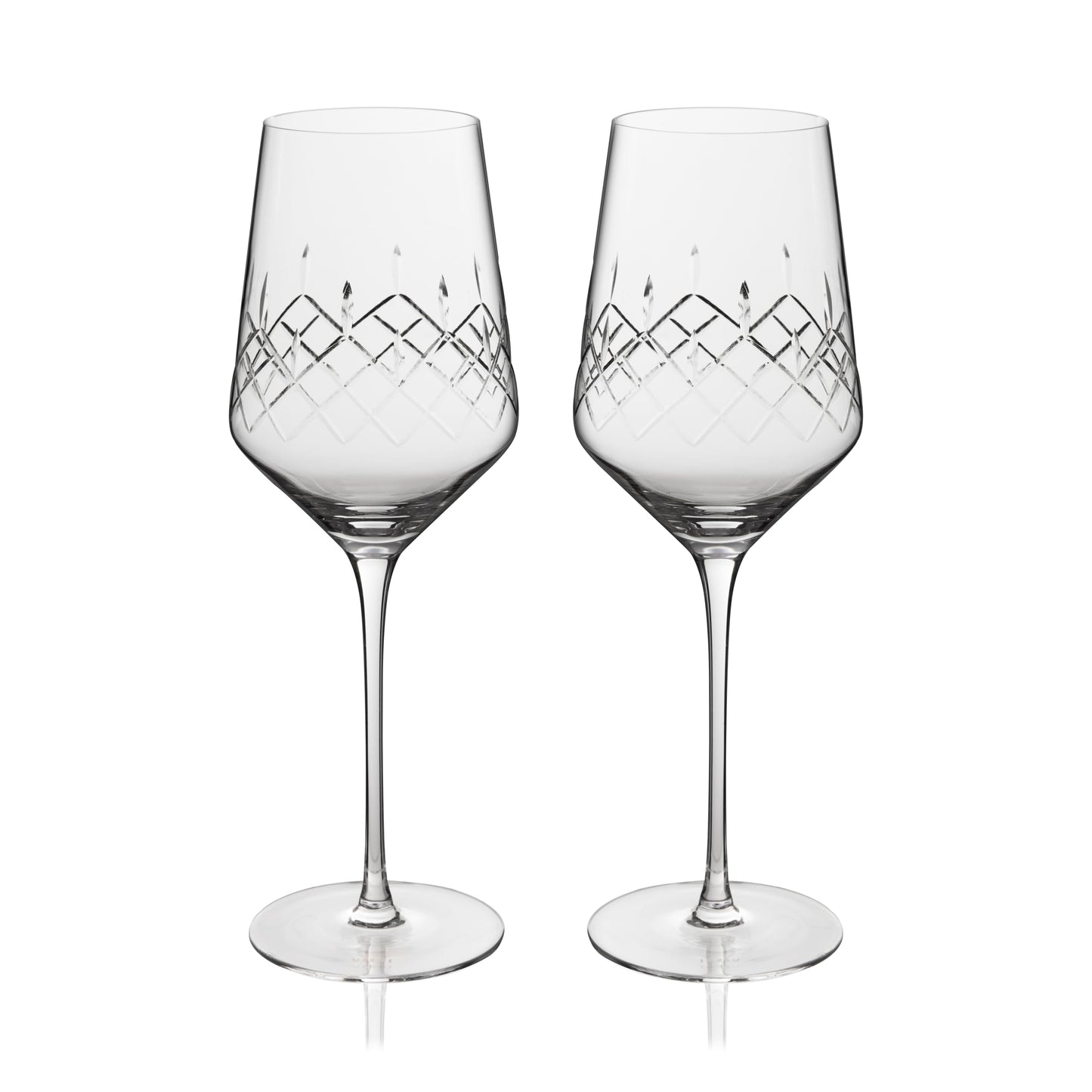 Viski Admiral Cut Crystal Universal Wine Glasses for Red and White Wines, Modern Drinking Glasses for Birthday, Housewarming, Wedding Gifts, Home Bar, Elegant Glassware, 19 oz, Set of 2