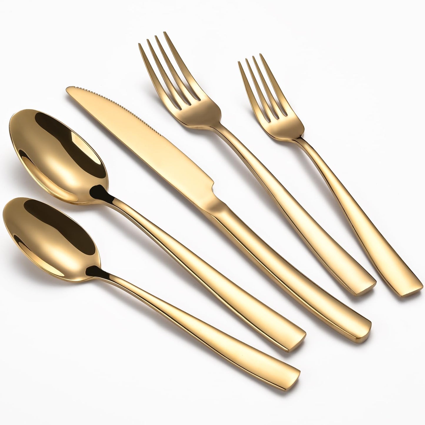 40-Piece Gold Silverware Set, Heavy Duty Stainless Steel Flatware Cutlery Set Service for 8, Food-Grade Utensil Sets for Home Restaurant, Dishwasher Safe
