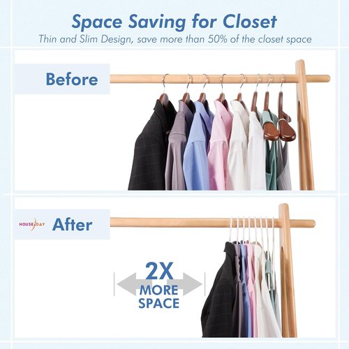 HOUSE DAY White Plastic Hangers - 16 Pack Non-Slip Space-Saving Clothes Hangers for Closet