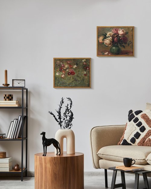 InSimSea Framed Wall Art - Floral Scenic Oil Painting Canvas Print for Rustic Home Decor - 8x10in/20x25cm