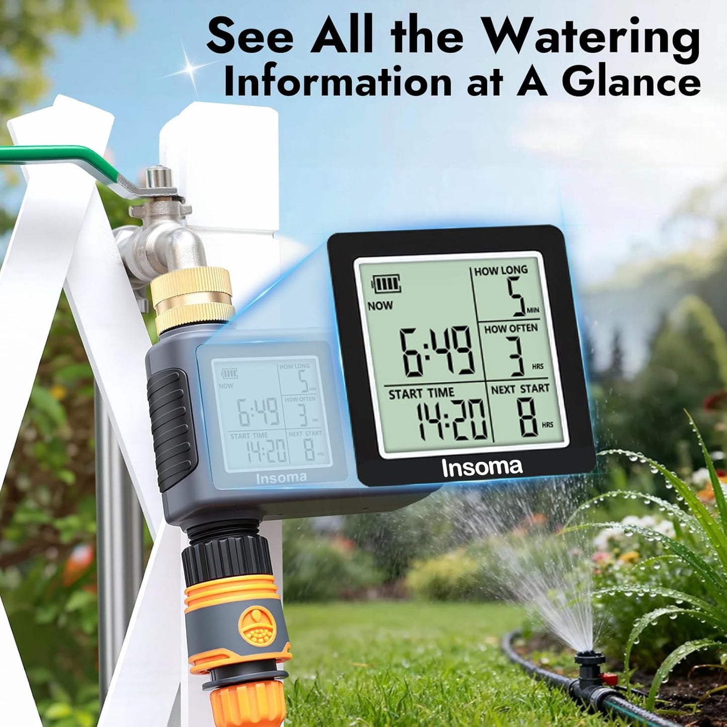 Sprinkler Timer - Brass Inlet & Outlet | Auto/Manual/Rain Delay Modes for Easy Garden Watering