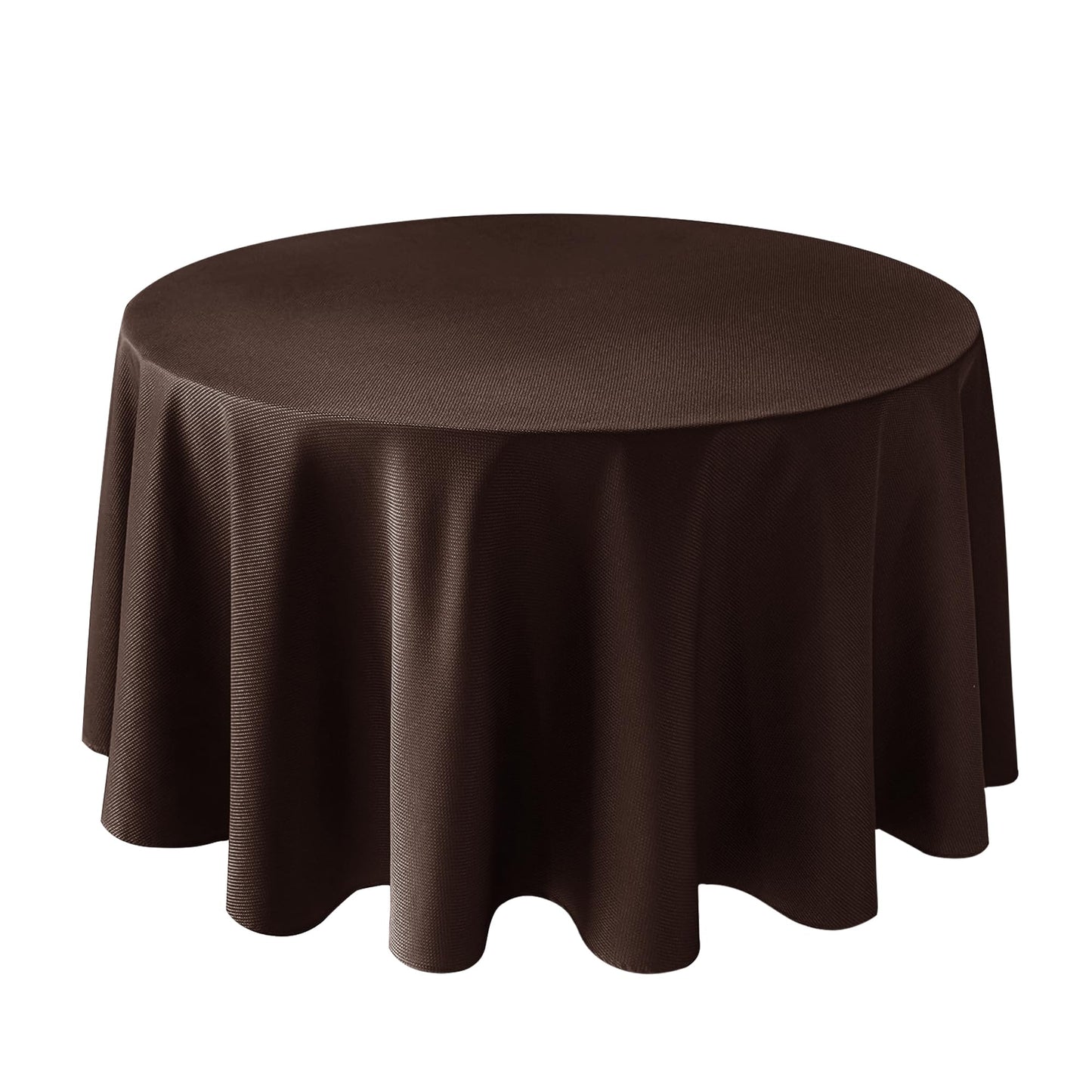 Biscaynebay Textured Fabric Round Tablecloths 90", Brown Water Resistant Table Cloths Circle Folding Table Covers Linen for Dining, Kitchen, Wedding, Parties etc. Machine Washable