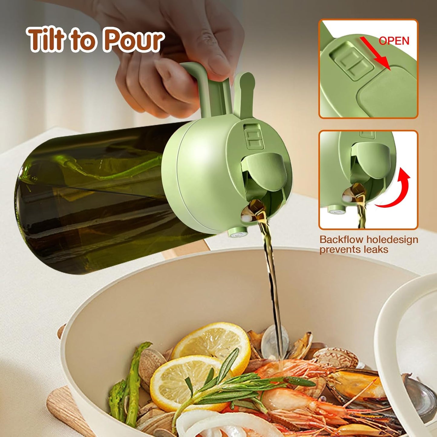 YARRAMATE Light Blocking Oil Sprayer - 16oz Food-Grade Olive Oil Dispenser Bottle | Premium Dark Green Glass for Cooking & BBQ
