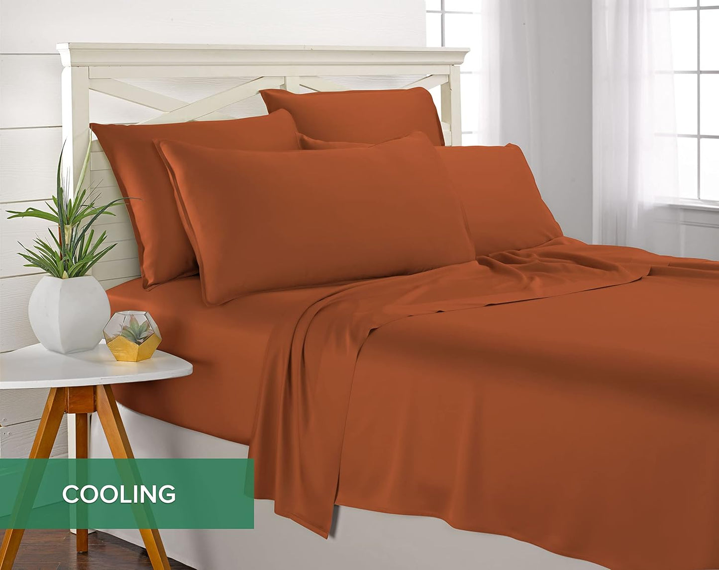 Pure Bamboo Queen Sheets - Luxuriously Soft & Cooling 100% Organic Viscose Bed Set | Terracotta Color