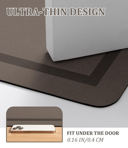 chakme Bathroom Mat Rugs Large 59x24, Ultra Thin Magic Mat Bathroom Rug Non Slip Bath Rugs Quick Dry Absorbent Bath Mats for Bathroom Floor, (Brown, 59"x24")