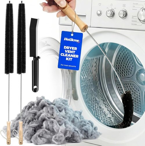 Holikme Dryer Vent Cleaner Kit - 3-Piece Lint Brush Set | 304 Stainless Steel for Efficient Cleaning