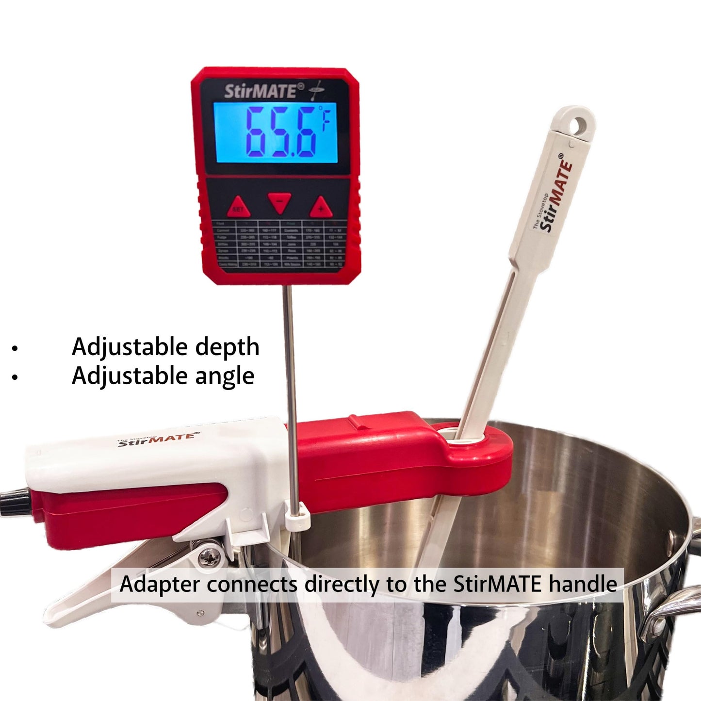 StirMATE Culinary Thermometer – Digital Candy & Deep Fry Stainless Probe with Pot Clip and StirMATE Adapter