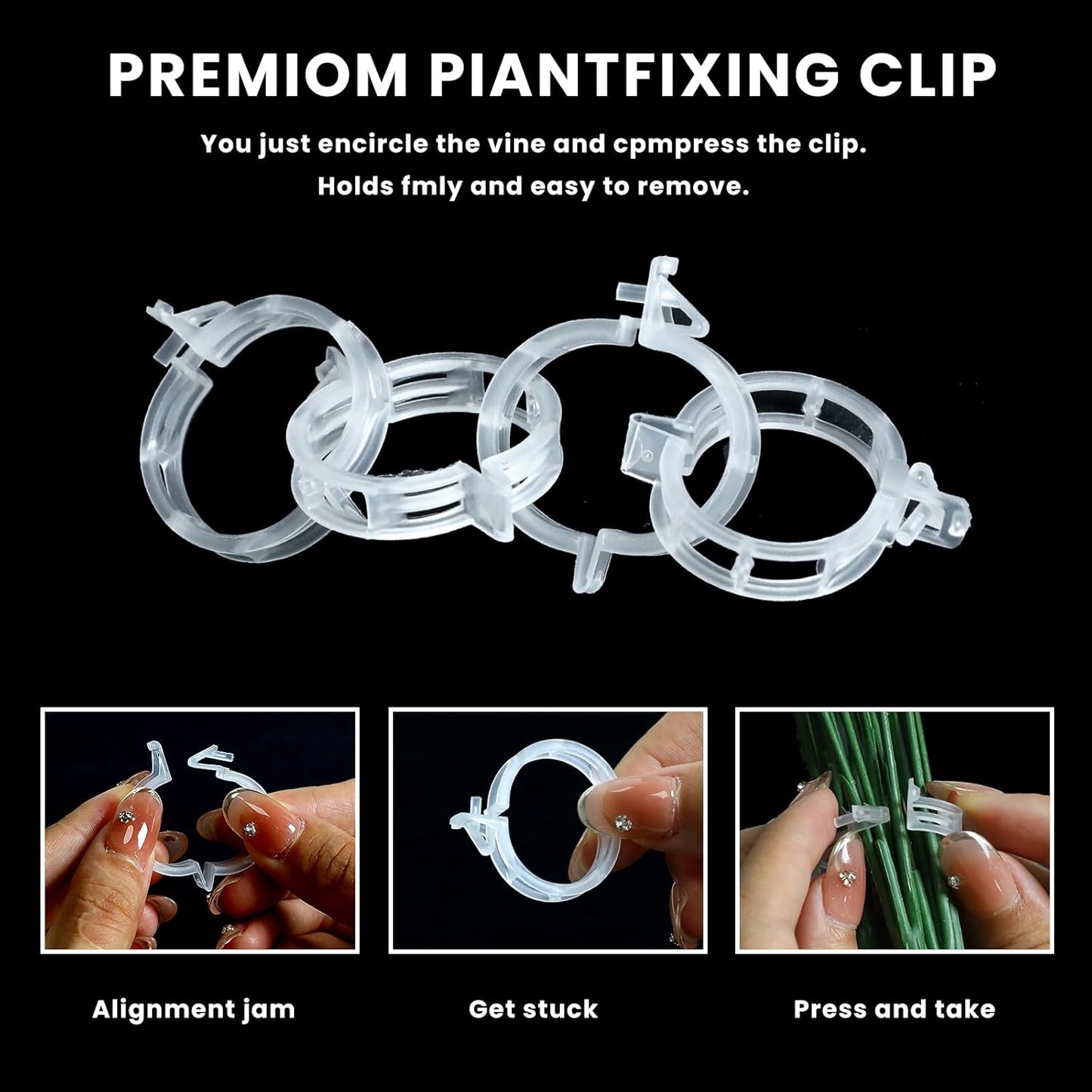 Skiennix Plant Clips - 100 Pcs Garden Support Clips for Climbing Plants & Tomatoes | Durable & Adjustable